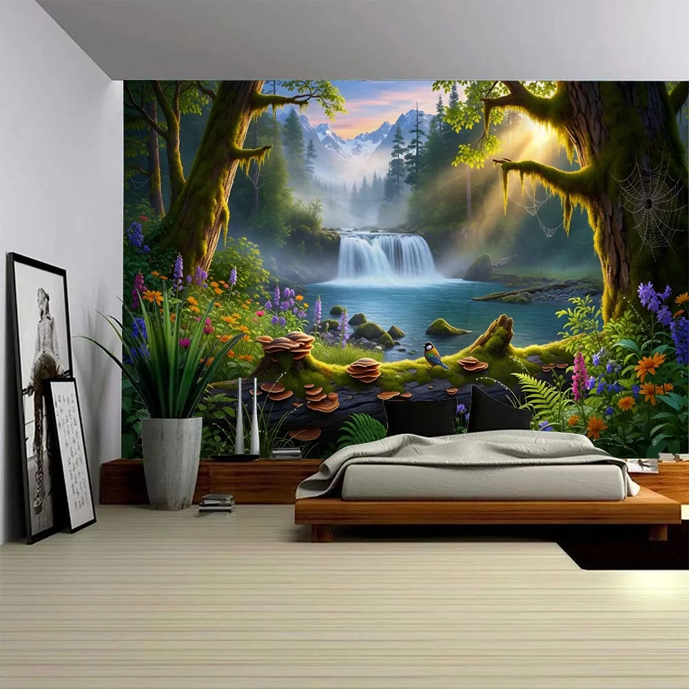 Dreamy Wonderland Mushroom Forest Tapestry with Stream Waterfall - Fabric Mural for Bedroom Living Room Dormitory Wall Decor
Dreamy Wonderland Mushroom Forest Tapestry with Stream Waterfall - Fabric Mural for Bedroom Living Room Dormitory Wall Decor
