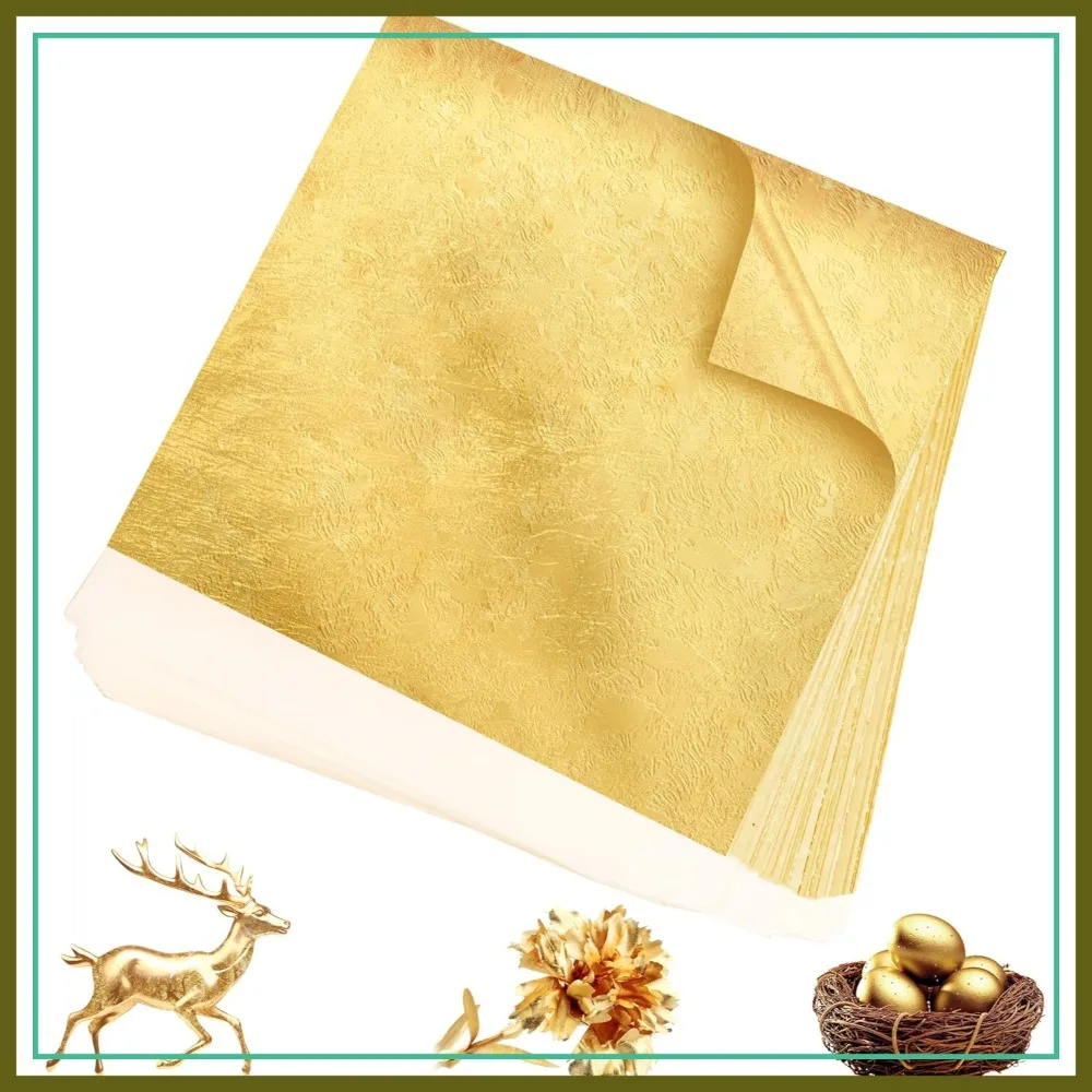 300Pcs Gold Leaf Sheets 5.1x5.1 inch Imitation Gold Flakes for Art, Crafts, Furniture, Nail, DIY, Wedding Decor
300Pcs Gold Leaf Sheets 5.1x5.1 inch Imitation Gold Flakes for Art, Crafts, Furniture, Nail, DIY, Wedding Decor