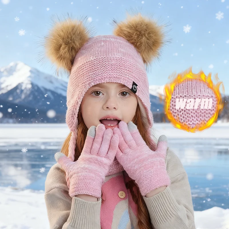 Зимняя уличная теплая детская шапка, шарф, перчатки, комплект из трех предметов для мужчин и женщин, бархатная защита ушей, вязаная
Зимняя уличная теплая детская шапка, шарф, перчатки, комплект из трех предметов для мужчин и женщин, бархатная защита ушей, вязаная