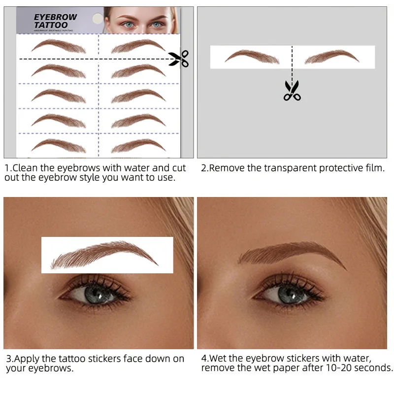 6D Eyebrow Water Transfer Tattoo Stickers Set of 4 Waterproof Long-Lasting Natural Look Easy to Use Temporary Eyebrow Tattoos
6D Eyebrow Water Transfer Tattoo Stickers Set of 4 Waterproof Long-Lasting Natural Look Easy to Use Temporary Eyebrow Tattoos