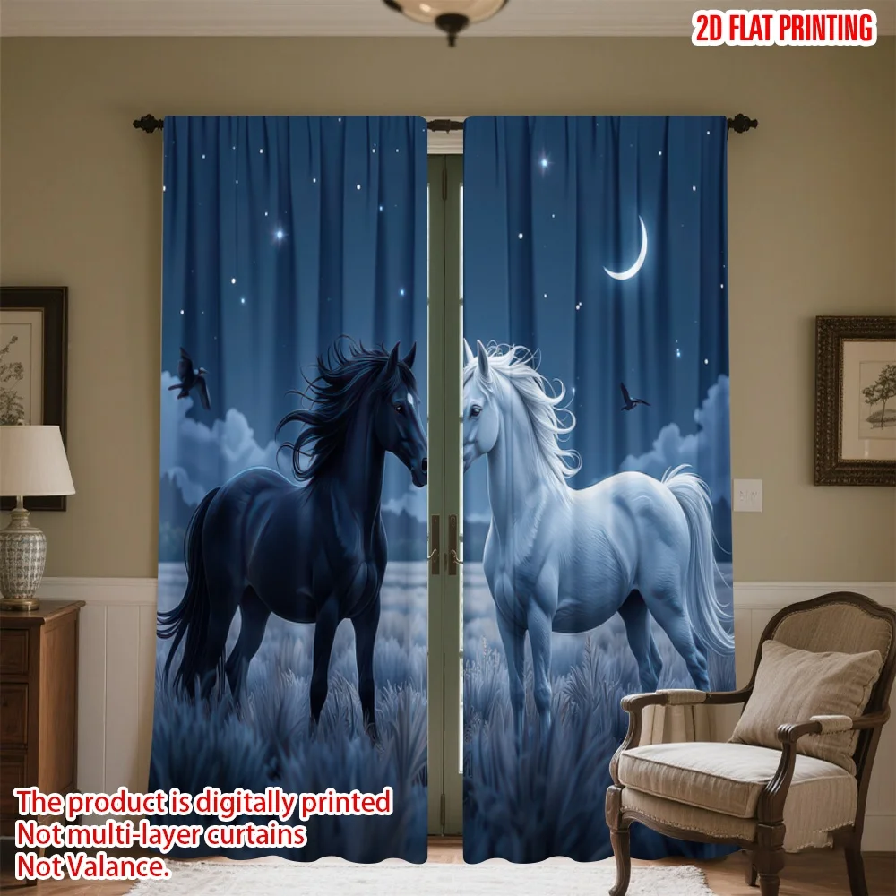 2D flat printing 2pcs Drapes Midnight Horses Under Stars Digital Printed Polyester Drapes Family Party for Indoor Celebrations
2D flat printing 2pcs Drapes Midnight Horses Under Stars Digital Printed Polyester Drapes Family Party for Indoor Celebrations
