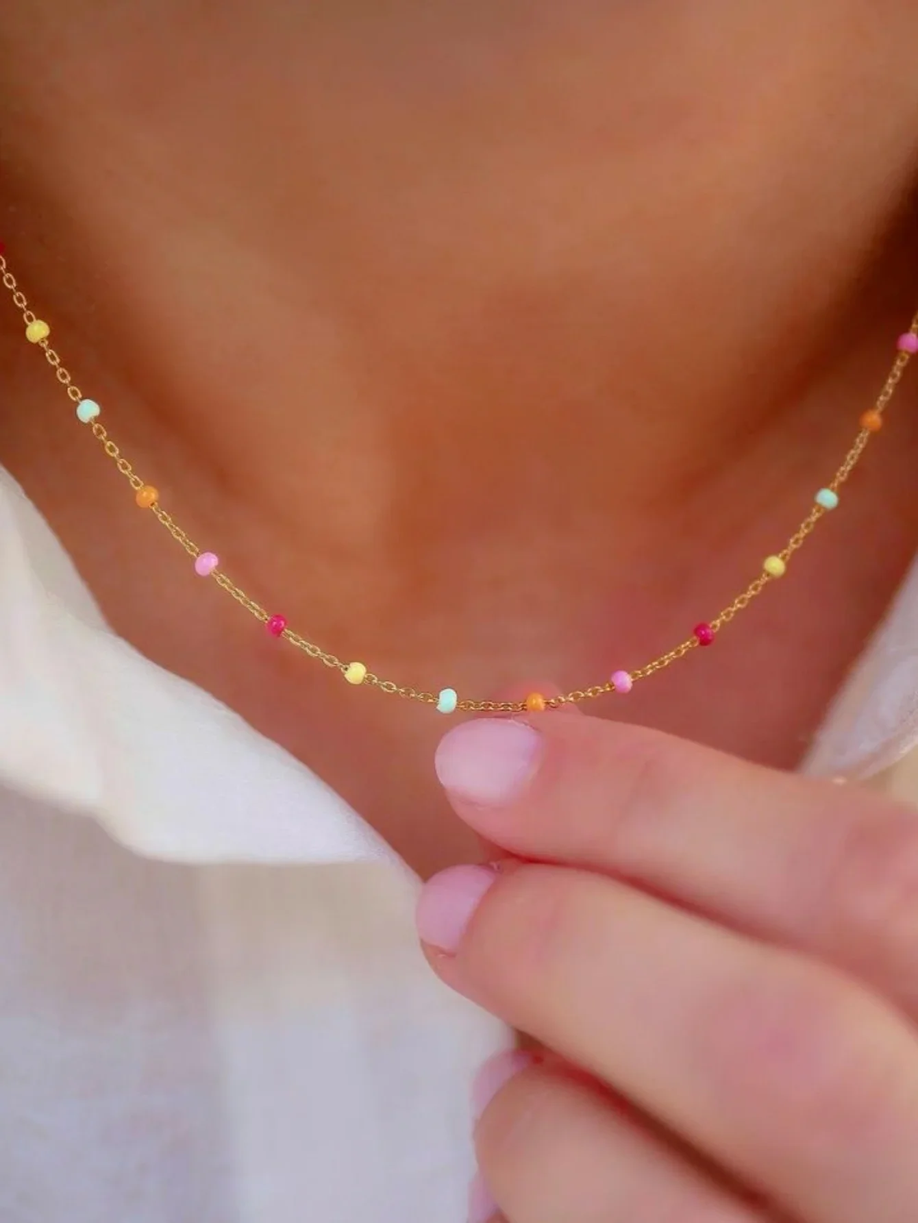 Minimalist Mini Colorful Beads Stainless Steel Charm Necklace Daily Jewelry Accessories
Minimalist Mini Colorful Beads Stainless Steel Charm Necklace Daily Jewelry Accessories