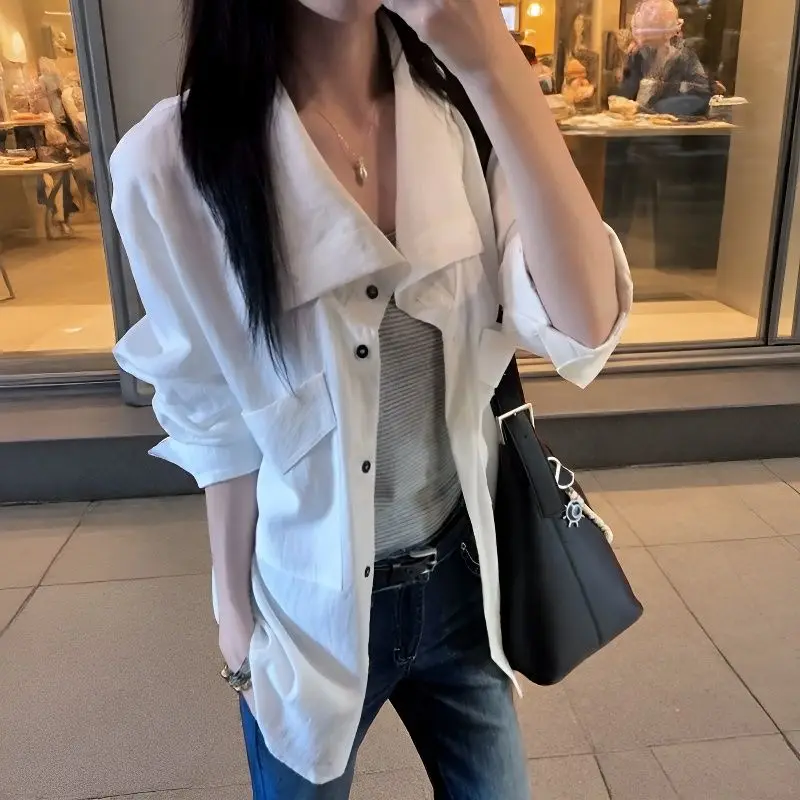 2026 New Early Autumn Long-sleeved Design Lapel Shirt Jacket White Shirt Women's Loose and Lazy Style
2026 New Early Autumn Long-sleeved Design Lapel Shirt Jacket White Shirt Women's Loose and Lazy Style