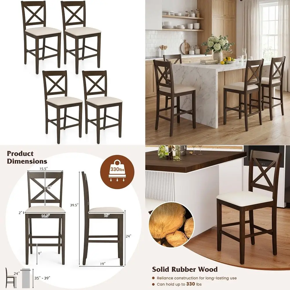 Swivel Bar stools Set of 4 Bar Chairs 26 Counter Height MidCentury Modern Bentwood Barstool PU Leather Upholstered Bar Chair wi
Swivel Bar stools Set of 4 Bar Chairs 26 Counter Height MidCentury Modern Bentwood Barstool PU Leather Upholstered Bar Chair wi