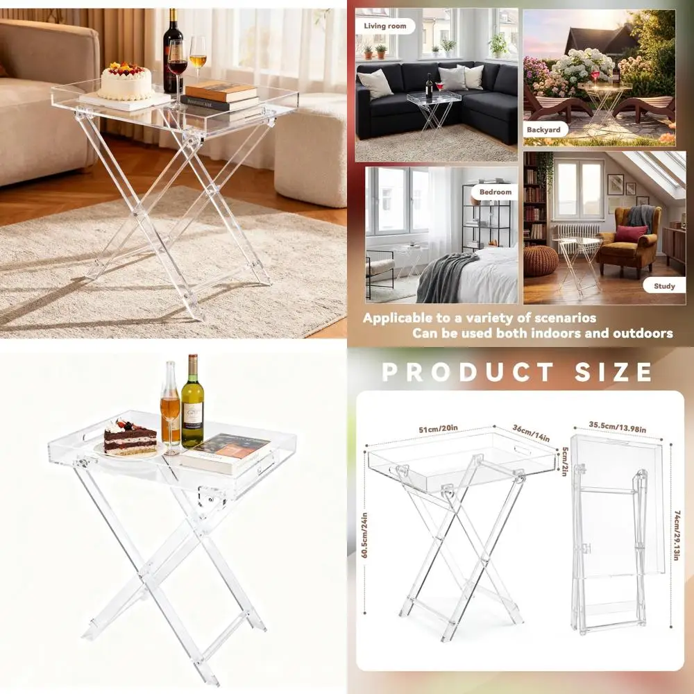 Clear Acrylic Folding TV Dinner Tray, Compact Space-Saving Design for Snacks, Coffee, and Eating, Easy Assembly, 24x20x14 Inches
Clear Acrylic Folding TV Dinner Tray, Compact Space-Saving Design for Snacks, Coffee, and Eating, Easy Assembly, 24x20x14 Inches