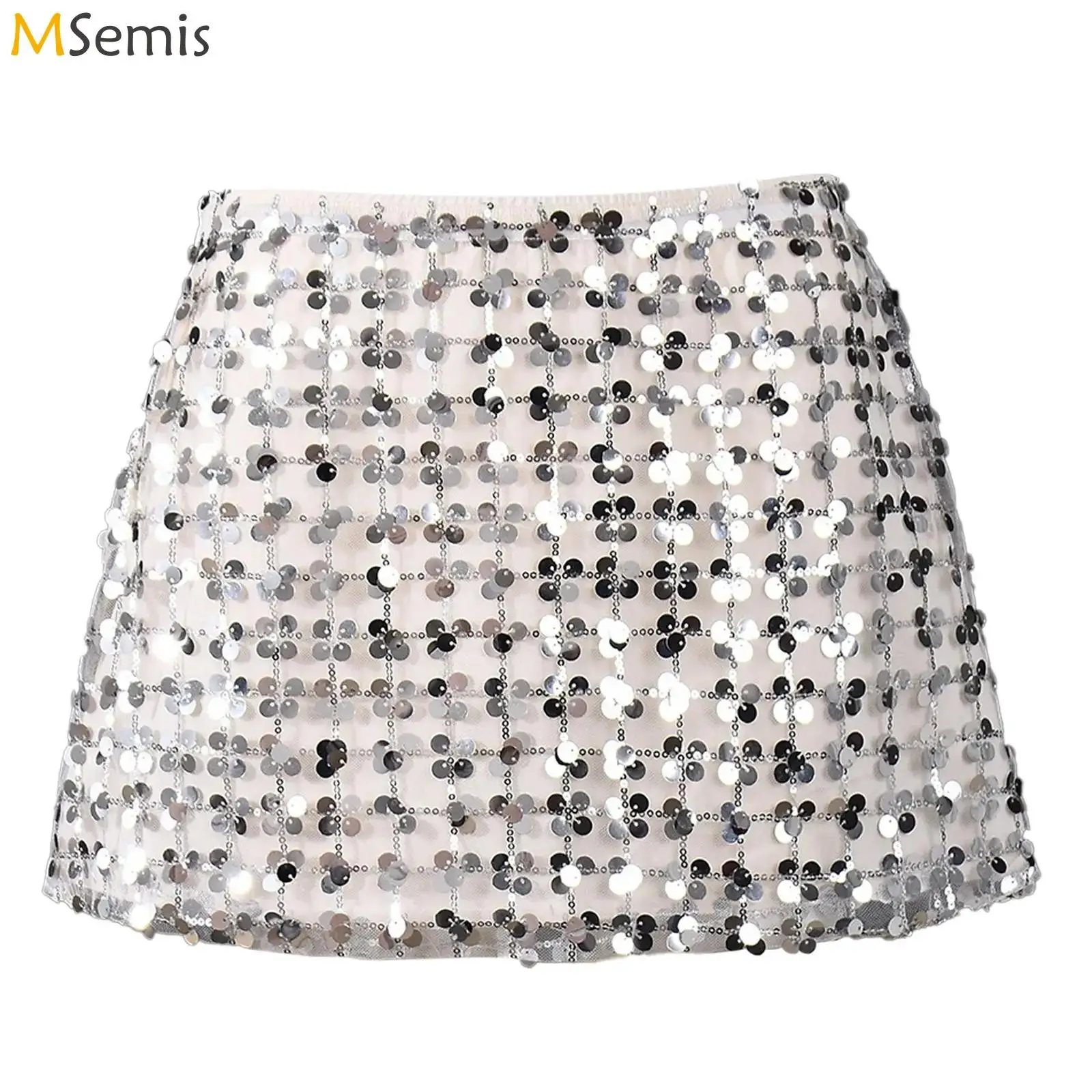 Womens Glittery Sparkly Y2K Bodycon Miniskirt Sequin Mesh Fully Lining Side Zipper A-line Glitter Skirt Vintage Rave Costume
Womens Glittery Sparkly Y2K Bodycon Miniskirt Sequin Mesh Fully Lining Side Zipper A-line Glitter Skirt Vintage Rave Costume
