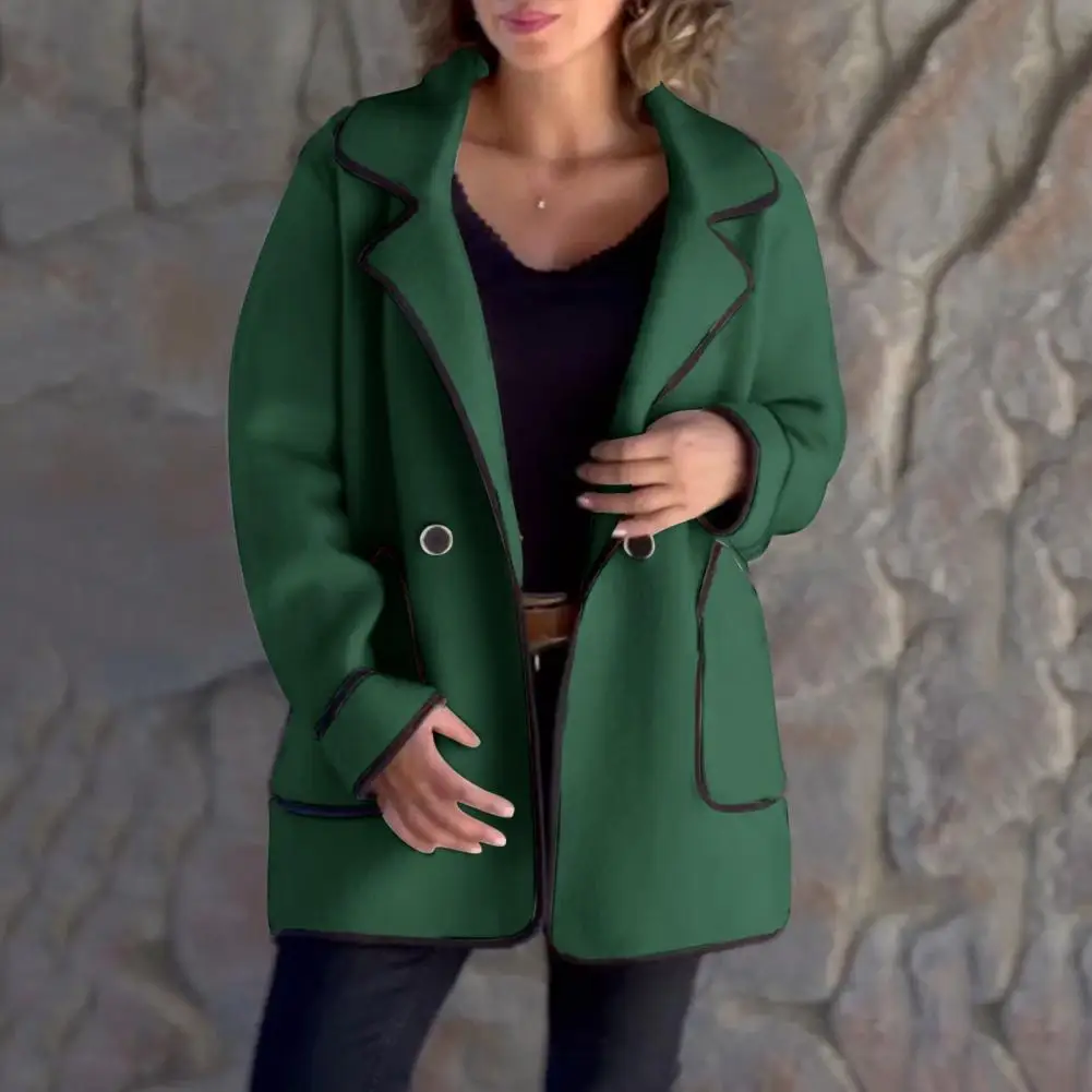 Women Coat Stylish Mid-length Woolen Coat with Double Button Closure Pockets for Women for Fall Spring Shopping Commuting Long
Women Coat Stylish Mid-length Woolen Coat with Double Button Closure Pockets for Women for Fall Spring Shopping Commuting Long
