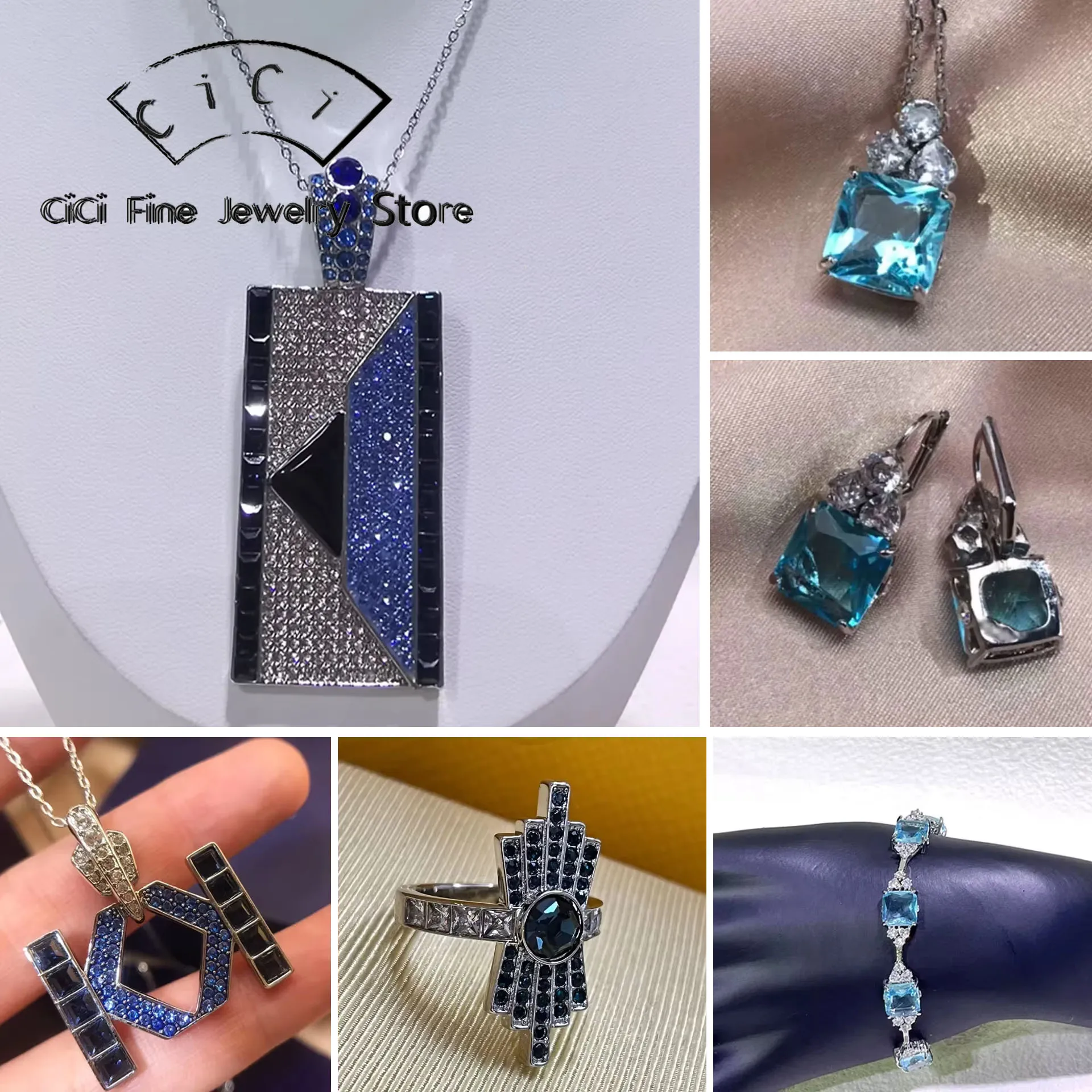 2025 Original Fashion Cutting Blue Crystal Fine Jewelry Set Luxury for Women Necklace Earrings Bracelet Ring Wedding Accessorys
2025 Original Fashion Cutting Blue Crystal Fine Jewelry Set Luxury for Women Necklace Earrings Bracelet Ring Wedding Accessorys