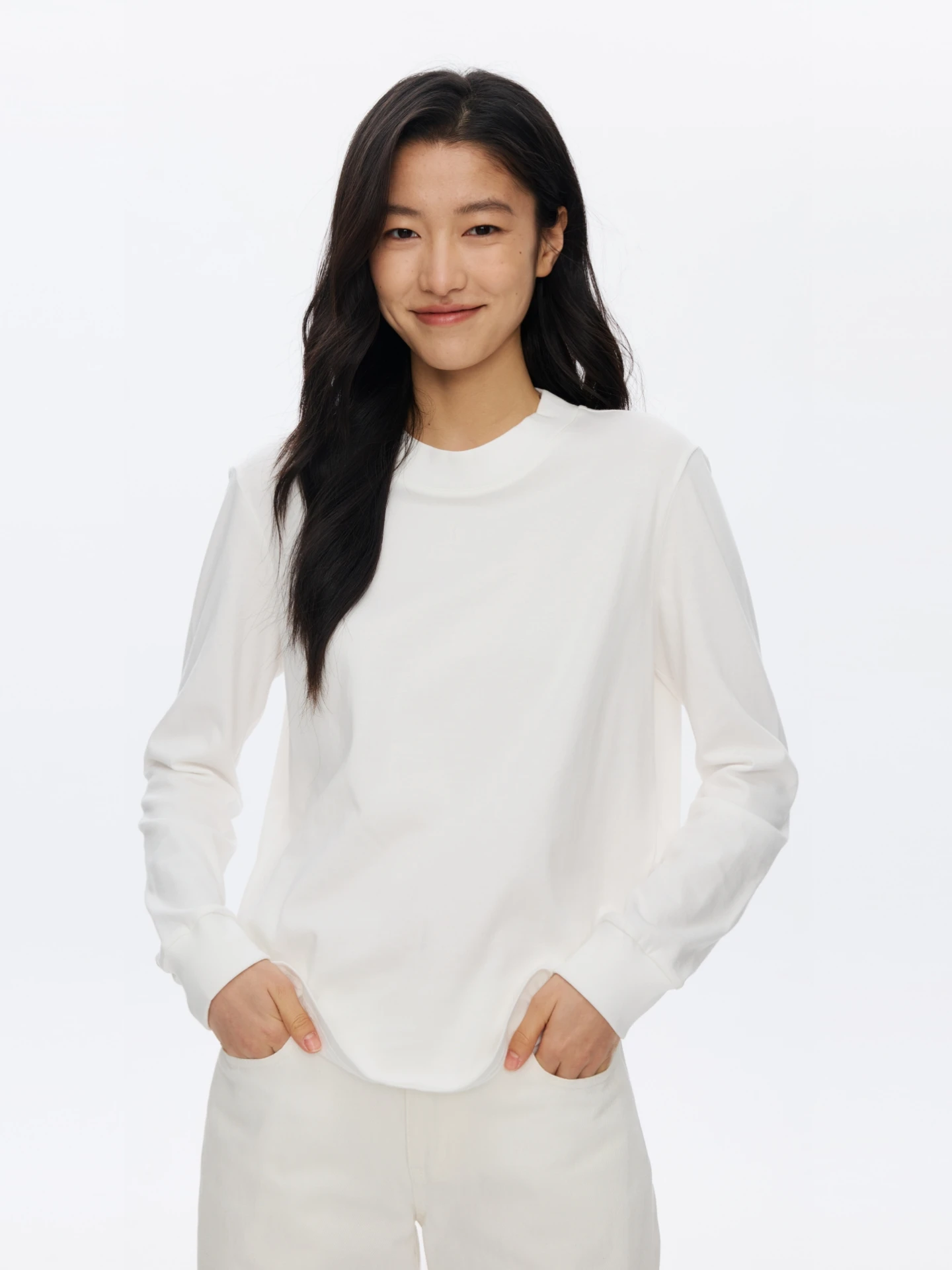 Oneup Simple Cotton Knitted Long Sleeve T-Shirt Women's Loose Fit Yoga Sport Top White Base Shirt Wide Rib Collar Basic Style
Oneup Simple Cotton Knitted Long Sleeve T-Shirt Women's Loose Fit Yoga Sport Top White Base Shirt Wide Rib Collar Basic Style
