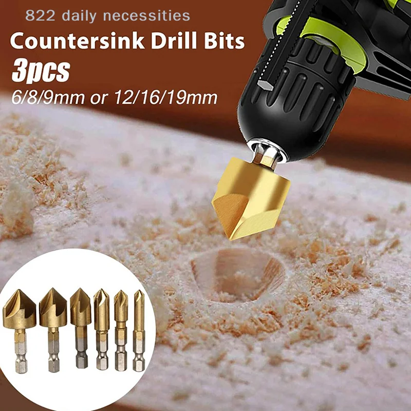 convenient3PCS Set 12/16/19mm Countersink Boring Drill Bit Set For Wood Metal Quick Change Drill Bit Tool Chamfer Drill Tool
convenient3PCS Set 12/16/19mm Countersink Boring Drill Bit Set For Wood Metal Quick Change Drill Bit Tool Chamfer Drill Tool