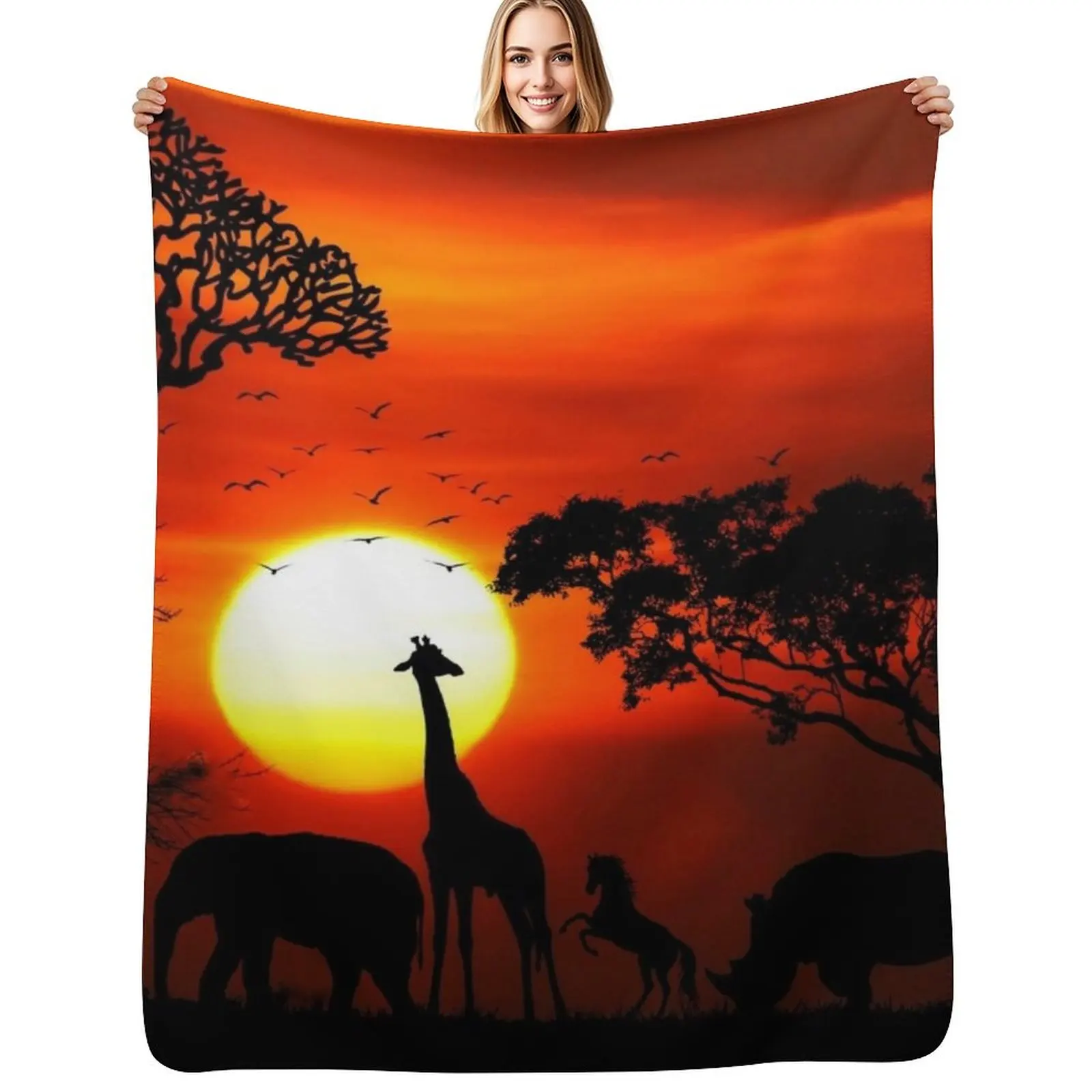 Wild Animals on African Savanna Sunset Throw Blanket Warm Throw Blanket Gift for Anniversary
Wild Animals on African Savanna Sunset Throw Blanket Warm Throw Blanket Gift for Anniversary