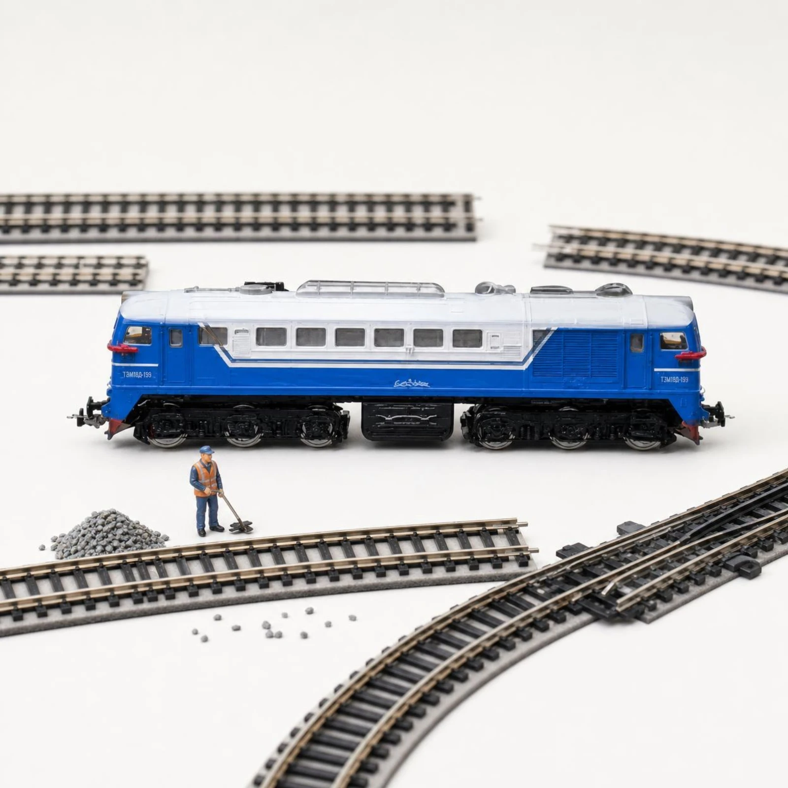 Russian M62 Locomotive Model Miniature Engine Locomotive Model Blue and White ABS Plastic for Sand Table, DIY
Russian M62 Locomotive Model Miniature Engine Locomotive Model Blue and White ABS Plastic for Sand Table, DIY