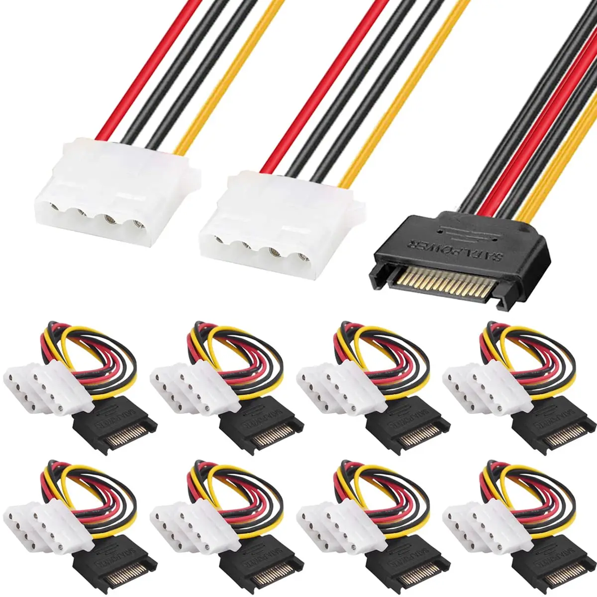 10Pack SATA to Dual Molex LP4, 15 Pin SATA Male to 2 x 4 Pin Molex IDE Female Y Splitter Power Cable Adapter for Hard Drive HDD
10Pack SATA to Dual Molex LP4, 15 Pin SATA Male to 2 x 4 Pin Molex IDE Female Y Splitter Power Cable Adapter for Hard Drive HDD