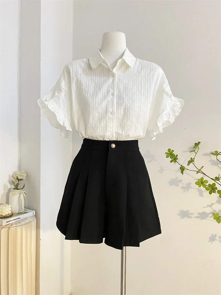 French Style Flare Sleeve Chic Women Shirts 2025 New Spring Summer Short Sleeved Thin Ladies Blouses Tops
French Style Flare Sleeve Chic Women Shirts 2025 New Spring Summer Short Sleeved Thin Ladies Blouses Tops