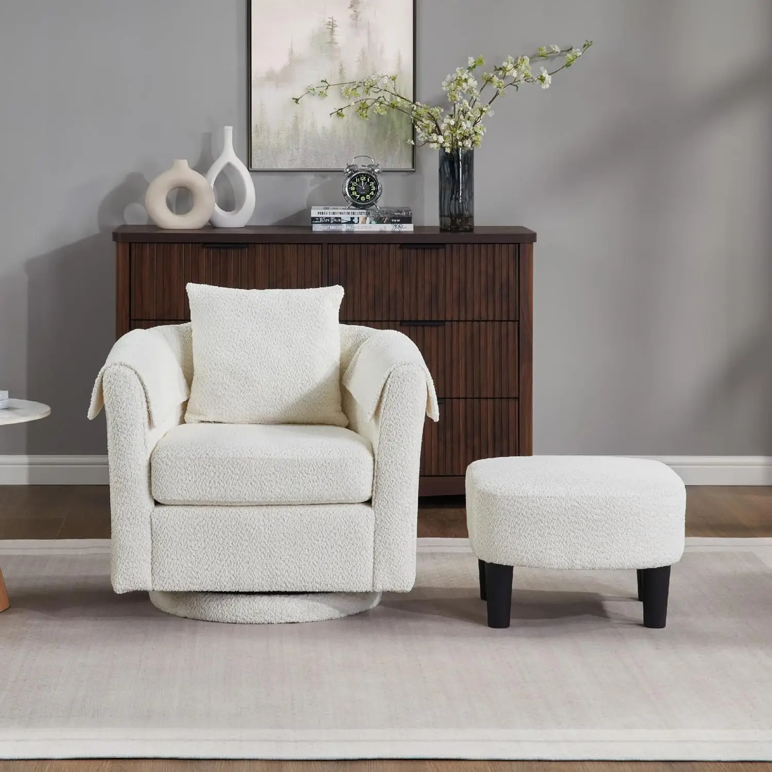42" W Oversized Swivel Barrel Chair with Storage Ottoman, Modern Upholstered Accent Chair, Comfy Round Swivel, Customized
42" W Oversized Swivel Barrel Chair with Storage Ottoman, Modern Upholstered Accent Chair, Comfy Round Swivel, Customized
