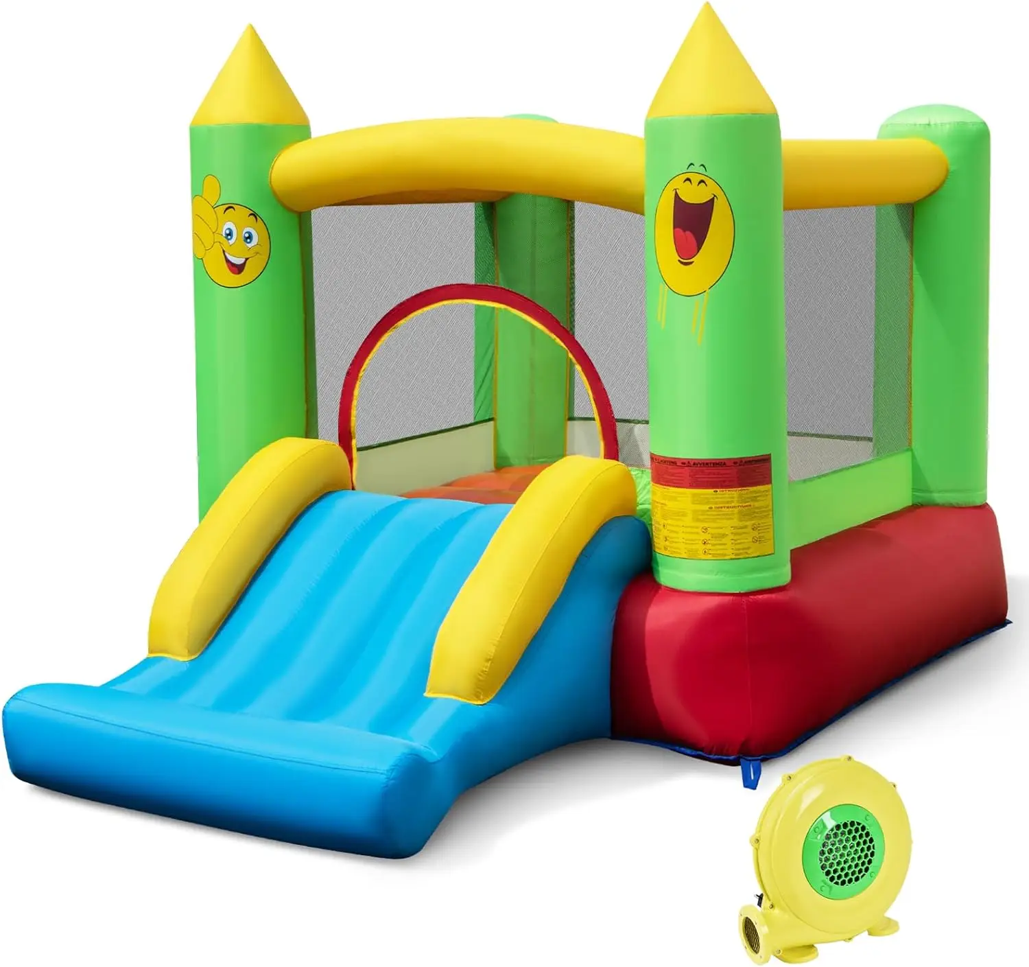 Indoor Outdoor Inflatable Bouncy Castle for Kids, Smiley Theme Jump and Slide House with 480W Blower, Perfect Gift for Boys Girls
Indoor Outdoor Inflatable Bouncy Castle for Kids, Smiley Theme Jump and Slide House with 480W Blower, Perfect Gift for Boys Girls