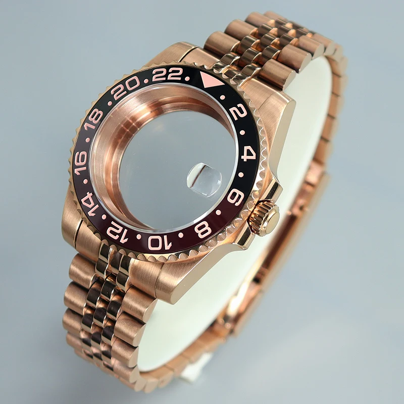 40MM Rose Gold Plated Watch Case Strap For SUB GMT NH35 NH36 NH34 NH70 ETA2824 PT5000 Miyota8215 Automatic Movt 20BAR Waterproof
40MM Rose Gold Plated Watch Case Strap For SUB GMT NH35 NH36 NH34 NH70 ETA2824 PT5000 Miyota8215 Automatic Movt 20BAR Waterproof