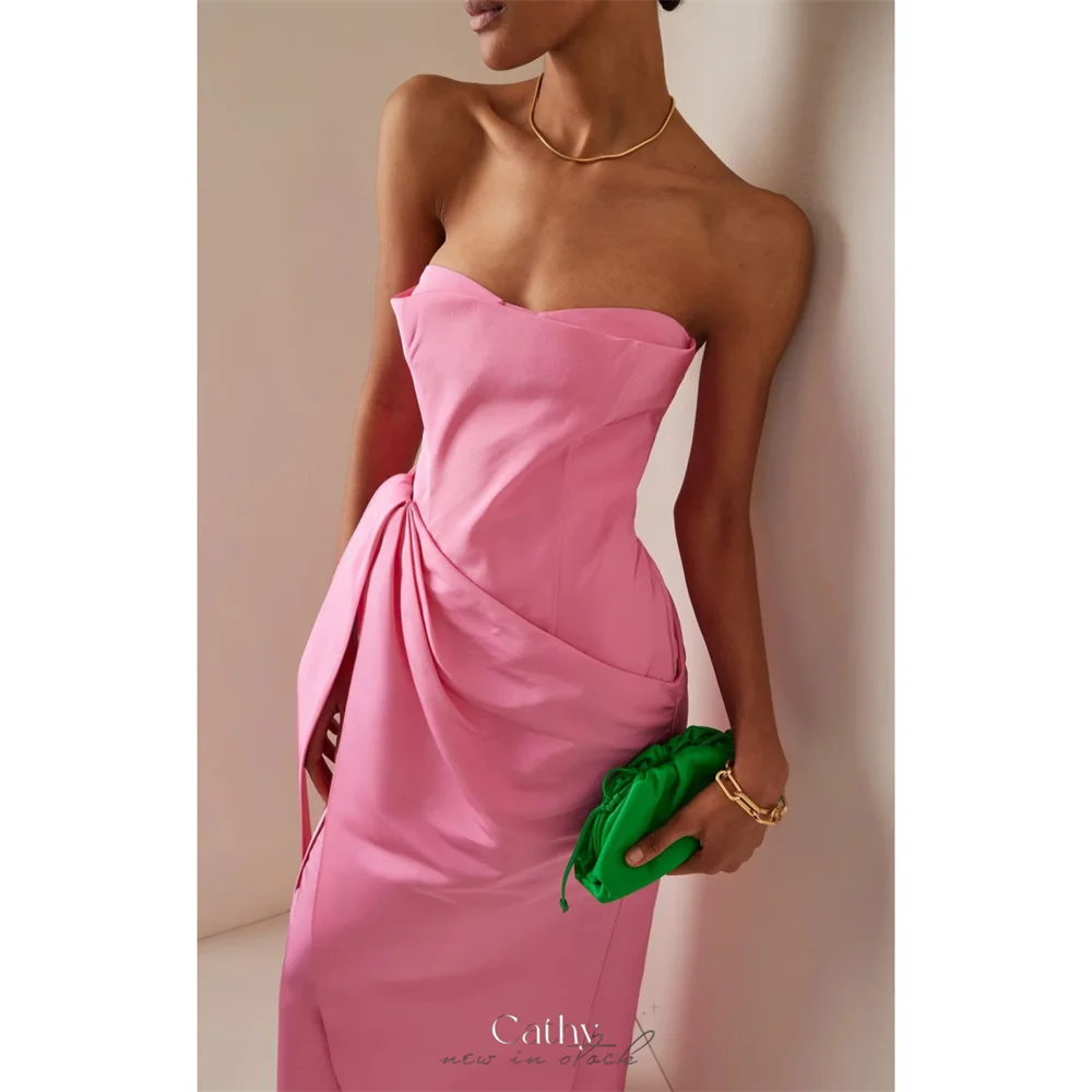 Cathy Customized Pink Strapless Column Prom Dress Pleated Sleeveless vestidos de noiva Elegant Ankle-Length Formal Evening 2025
Cathy Customized Pink Strapless Column Prom Dress Pleated Sleeveless vestidos de noiva Elegant Ankle-Length Formal Evening 2025