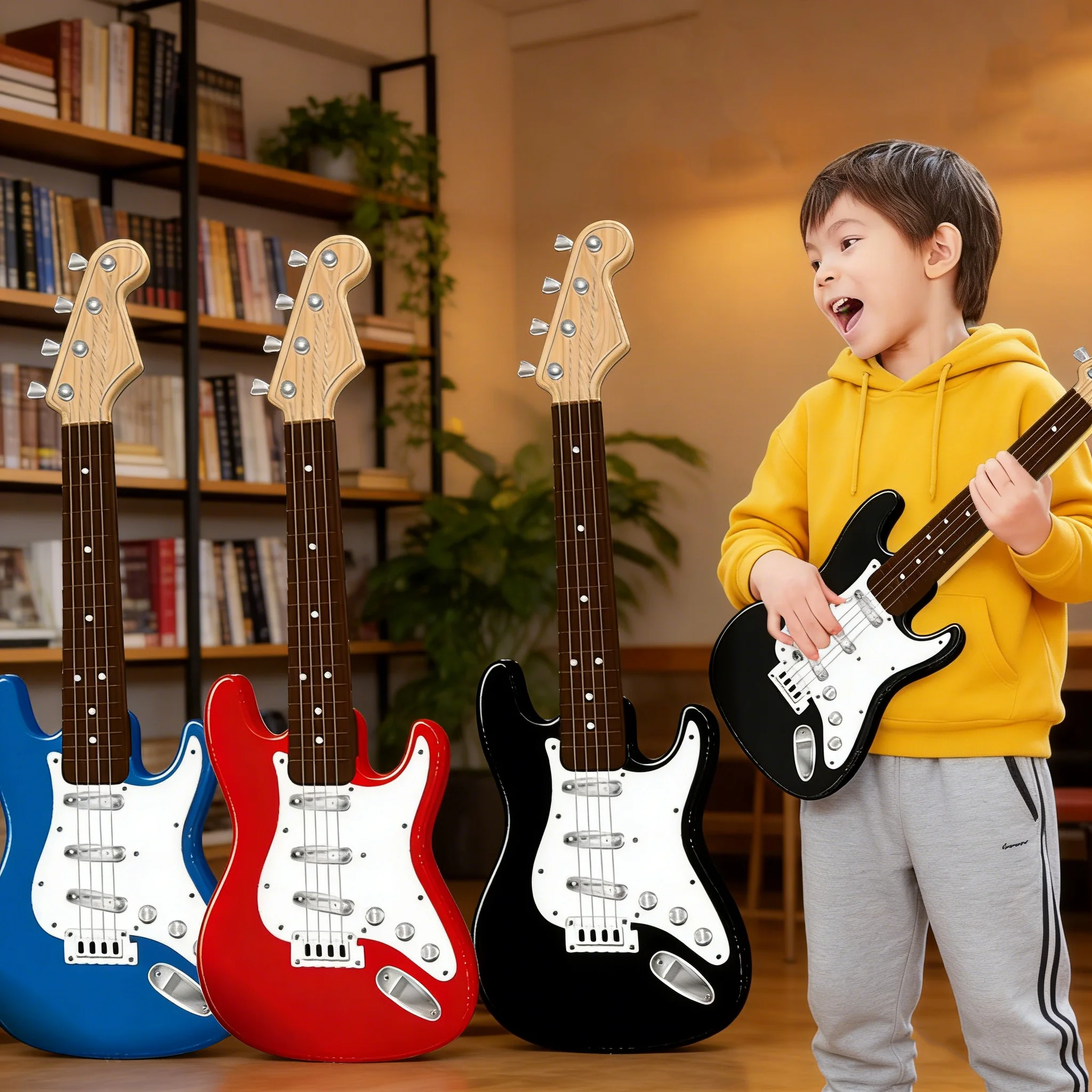 Children's 4-string electric guitar instrument toy rechargeable LED light beginner's enlightenment instrument boy girl gift
Children's 4-string electric guitar instrument toy rechargeable LED light beginner's enlightenment instrument boy girl gift