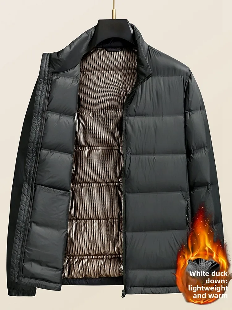 High-End Men's Lightweight down Jaet Stand Collar Loose plus Size Warm White Du down Outerwear Casual Sle Zipper Closure
High-End Men's Lightweight down Jaet Stand Collar Loose plus Size Warm White Du down Outerwear Casual Sle Zipper Closure
