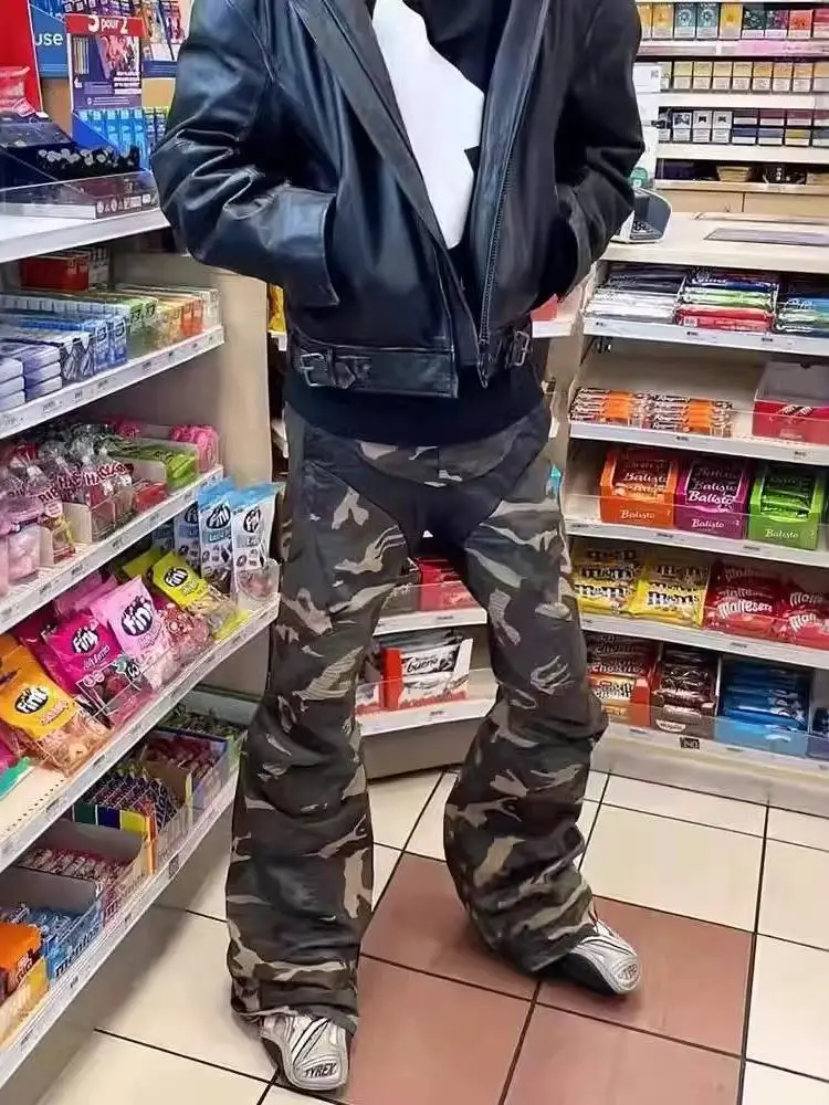 Casual Camouflage Split Wide Leg Micro Flared Jeans Ailz Project Vibe Brushed Wax Motorcycle Silhouette Cotton Pants
Casual Camouflage Split Wide Leg Micro Flared Jeans Ailz Project Vibe Brushed Wax Motorcycle Silhouette Cotton Pants