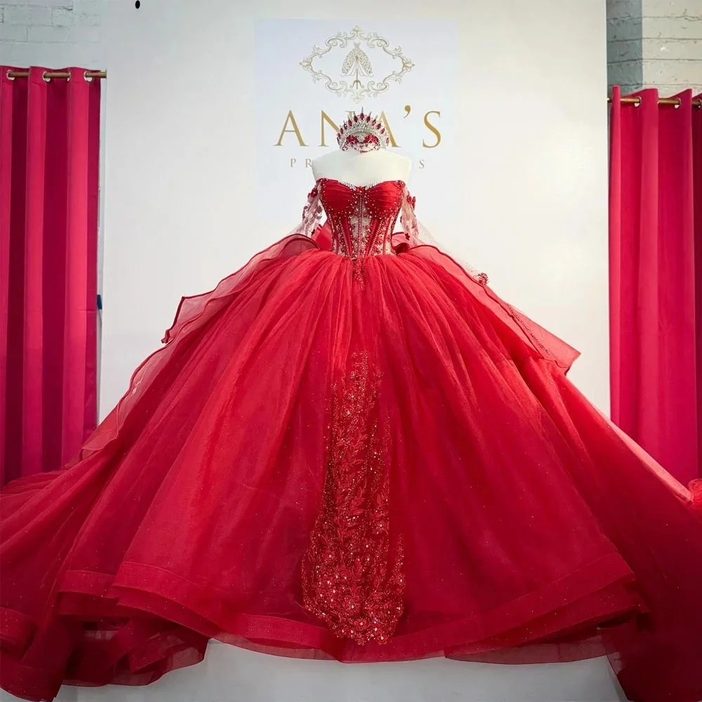 Красные платья Quinceanera, бальное платье с длинными рукавами и аппликациями из бисера, милые платья 16, 15 лет, мексиканские платья по индивидуальному заказу
Красные платья Quinceanera, бальное платье с длинными рукавами и аппликациями из бисера, милые платья 16, 15 лет, мексиканские платья по индивидуальному заказу