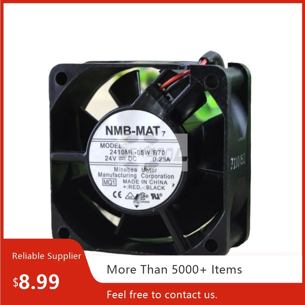 60mm 6025 Fan For NMB 2410ML-05W-B70 60x60x25mm 24V 0.25A Dual Ball 6800RPM 33.1CFM Industrial Cooling Fan
60mm 6025 Fan For NMB 2410ML-05W-B70 60x60x25mm 24V 0.25A Dual Ball 6800RPM 33.1CFM Industrial Cooling Fan