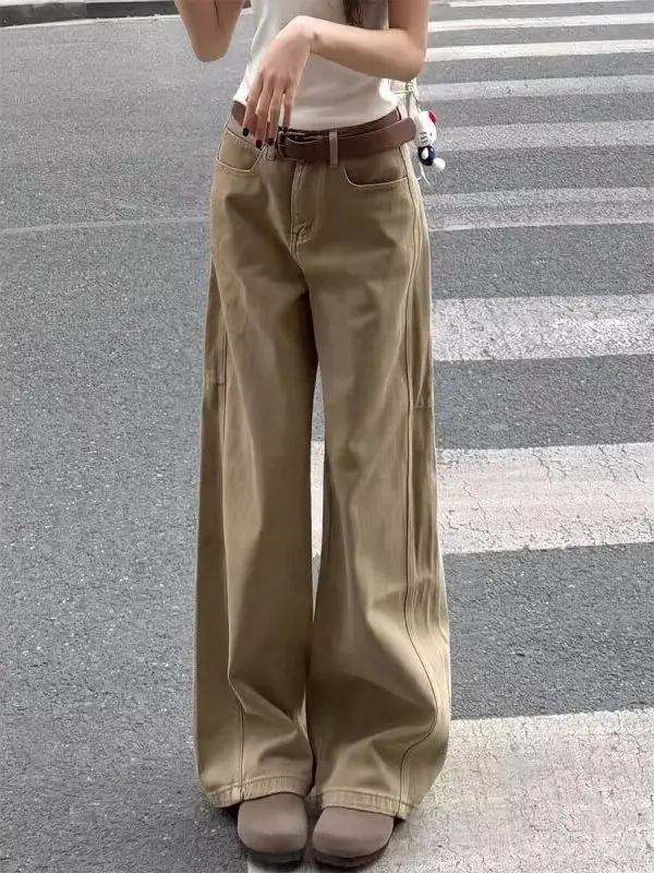 Retro Khaki Wide Leg Jeans Women's Loose Fit High Waist Straight Cut Denim Pants Casual Cotton Trousers for plus Size
Retro Khaki Wide Leg Jeans Women's Loose Fit High Waist Straight Cut Denim Pants Casual Cotton Trousers for plus Size