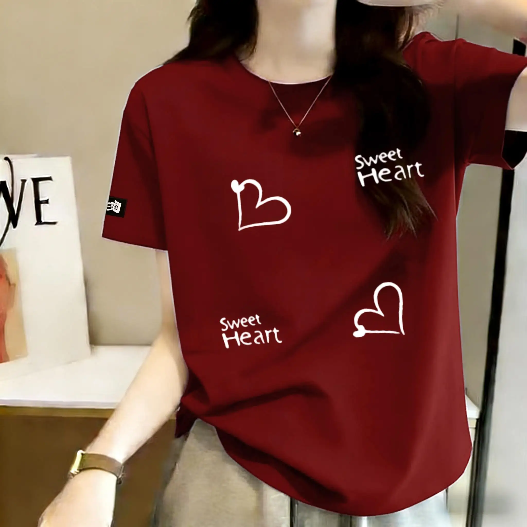 Casual Loose Short Sleeve T-Shirt Women's Summer Korean Style Slimming Versatile Top Breathable Polyester Fiber Printed
Casual Loose Short Sleeve T-Shirt Women's Summer Korean Style Slimming Versatile Top Breathable Polyester Fiber Printed