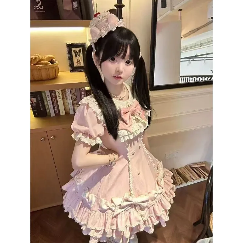 Japanese Sweet Lolita Kawaii Short Dress Set Women Pink Princess Y2k Bow Ruches Slim Dresses Korea Style Design Chic Outfits New
Japanese Sweet Lolita Kawaii Short Dress Set Women Pink Princess Y2k Bow Ruches Slim Dresses Korea Style Design Chic Outfits New