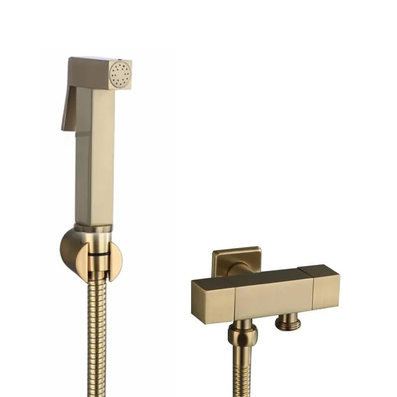 Brushed Gold Douche Kit Hand Held Bidet Sprayer brassToilet Bidet faucet Shattaf Valve Jet Set hygienic shower
Brushed Gold Douche Kit Hand Held Bidet Sprayer brassToilet Bidet faucet Shattaf Valve Jet Set hygienic shower