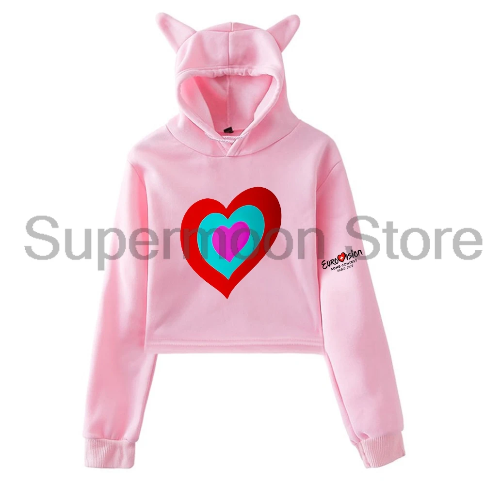 Eurovision 2025 Heart Hoodie Eurovision Song Contest Cat Ears Hooded Sweatshirts Long Sleeve Crop Top Women's Clothes
Eurovision 2025 Heart Hoodie Eurovision Song Contest Cat Ears Hooded Sweatshirts Long Sleeve Crop Top Women's Clothes