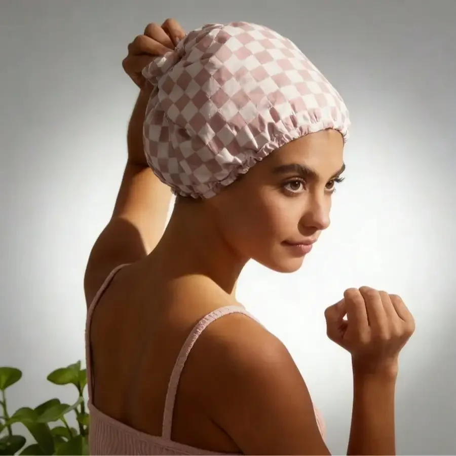 2026 1pc Luxury Satin-Lined Flexi Shower Caps For Women Reusable Waterproof - Large Wide Shower Cap For Women & Men, Adjustable, Stylish Hair Cap For Showers, For Long & Short Hair For Curly & Textured Hair, Prevents Breakage, Tangles - Terracotta Checker
2026 1pc Luxury Satin-Lined Flexi Shower Caps For Women Reusable Waterproof - Large Wide Shower Cap For Women & Men, Adjustable, Stylish Hair Cap For Showers, For Long & Short Hair For Curly & Textured Hair, Prevents Breakage, Tangles - Terracotta Checker