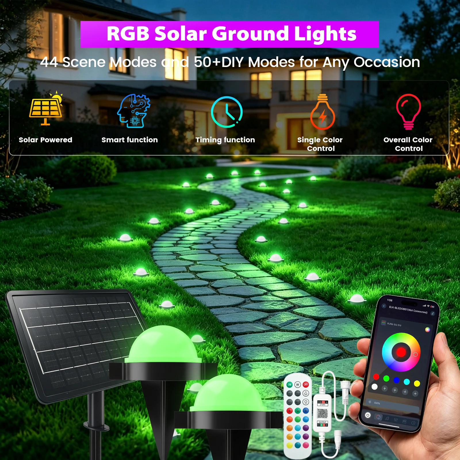 Outdoor Solar Lights RGB Changing Lawn Ground Lamp APP Control IP67 Waterproof Landscape Pathway Light 8 Modes Garden Decoration
Outdoor Solar Lights RGB Changing Lawn Ground Lamp APP Control IP67 Waterproof Landscape Pathway Light 8 Modes Garden Decoration