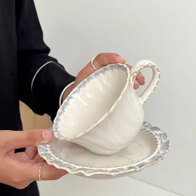 Smoke Blue Coffee Cup Plate Retro Kiln Transformation Advanced Feeling Drawing Flower Cup Ceramic Coffee Cup Afternoon Tea 250ml
Smoke Blue Coffee Cup Plate Retro Kiln Transformation Advanced Feeling Drawing Flower Cup Ceramic Coffee Cup Afternoon Tea 250ml