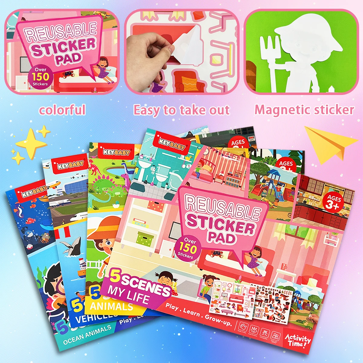 Set of 4 English Sticker Books, Interesting interactive gameplay helps language knowledge learning, practical leisure Toys
Set of 4 English Sticker Books, Interesting interactive gameplay helps language knowledge learning, practical leisure Toys