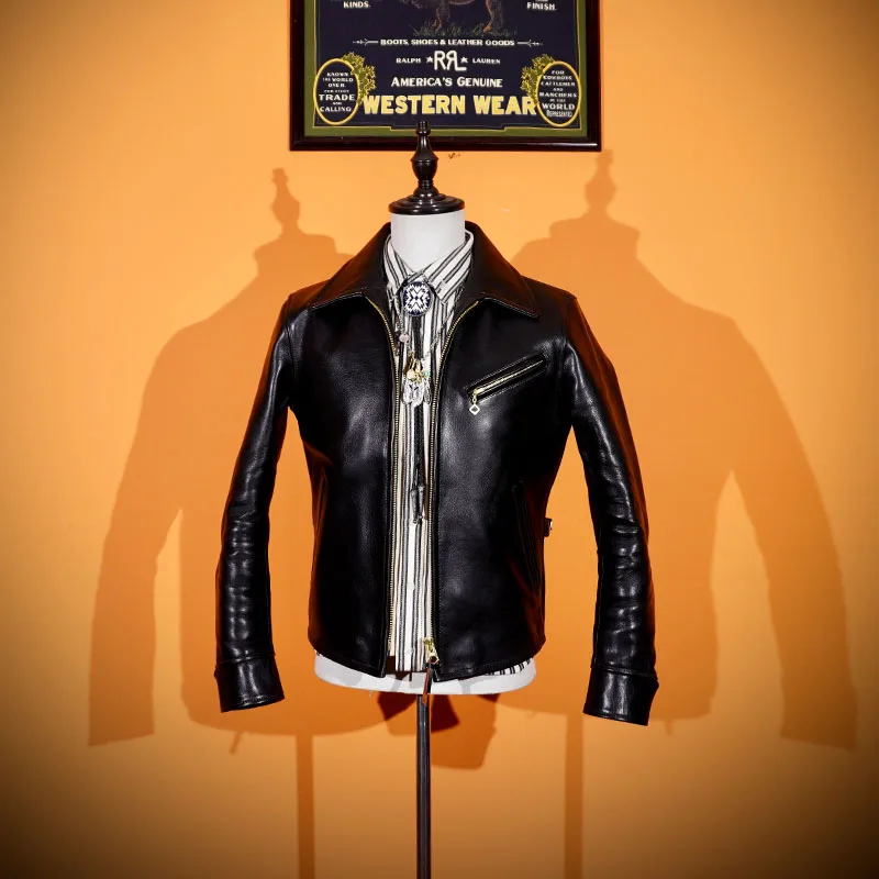 Heavyweight Classic Tea Core Horse Leather Jacket for Men's Motorcycle Jacket, American Retro Slim Fit Top Layer Leather Lapel
Heavyweight Classic Tea Core Horse Leather Jacket for Men's Motorcycle Jacket, American Retro Slim Fit Top Layer Leather Lapel