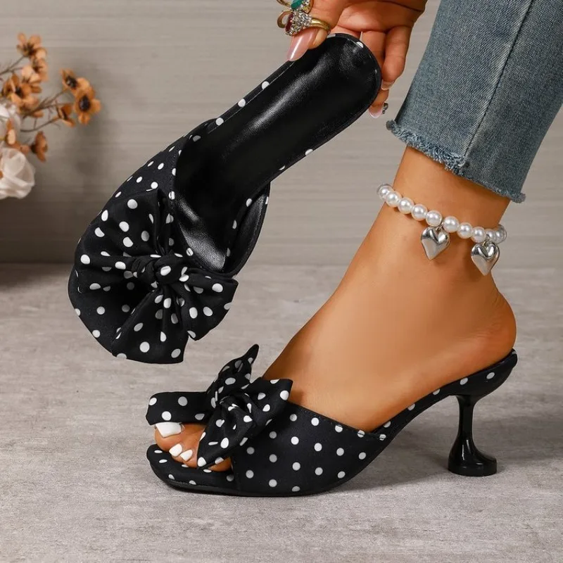 Summer Pointed Toe Polka Dot Women Slippers Sexy Thin Heels Party Stripper Mules Slides Female Shoes Zapatos De Mujer
Summer Pointed Toe Polka Dot Women Slippers Sexy Thin Heels Party Stripper Mules Slides Female Shoes Zapatos De Mujer