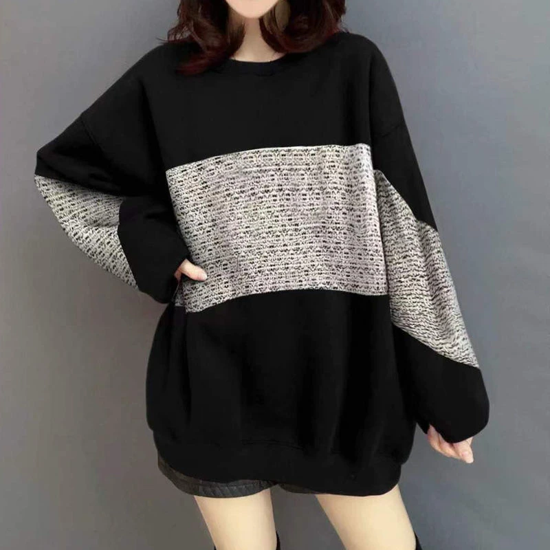 Spring Autumn Korean Style Women Streetwear Patchwork Pullovers Basic Tops Casual Loose Long Sleeve Female Sweatshirts 2023
Spring Autumn Korean Style Women Streetwear Patchwork Pullovers Basic Tops Casual Loose Long Sleeve Female Sweatshirts 2023