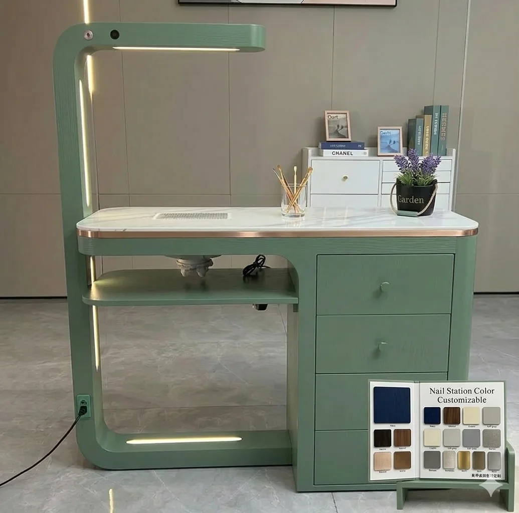 Nail Salon Furniture Modern Nail Salon Chair and Desk Luxury White Nail Table with Lamp
Nail Salon Furniture Modern Nail Salon Chair and Desk Luxury White Nail Table with Lamp