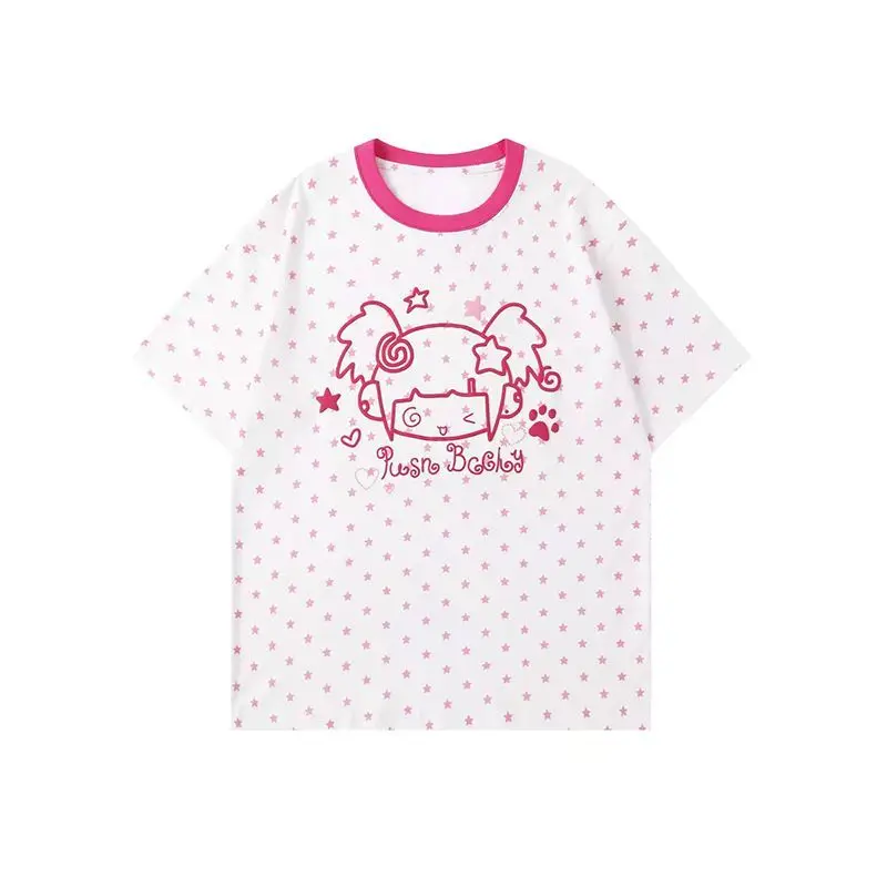 Lazy Style Women's Short Sleeve T-Shirt Cartoon Headprint Star Print Y2K Sweet Summer Top Cultural Subgroup Japanese Anime
Lazy Style Women's Short Sleeve T-Shirt Cartoon Headprint Star Print Y2K Sweet Summer Top Cultural Subgroup Japanese Anime