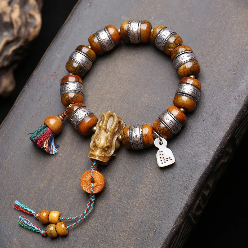 Tibetan-style “Backflow Bone” Amulet, Bead Bracelet, Yak Bone, Three-Way Connector, Purple Gold Rat
Tibetan-style “Backflow Bone” Amulet, Bead Bracelet, Yak Bone, Three-Way Connector, Purple Gold Rat