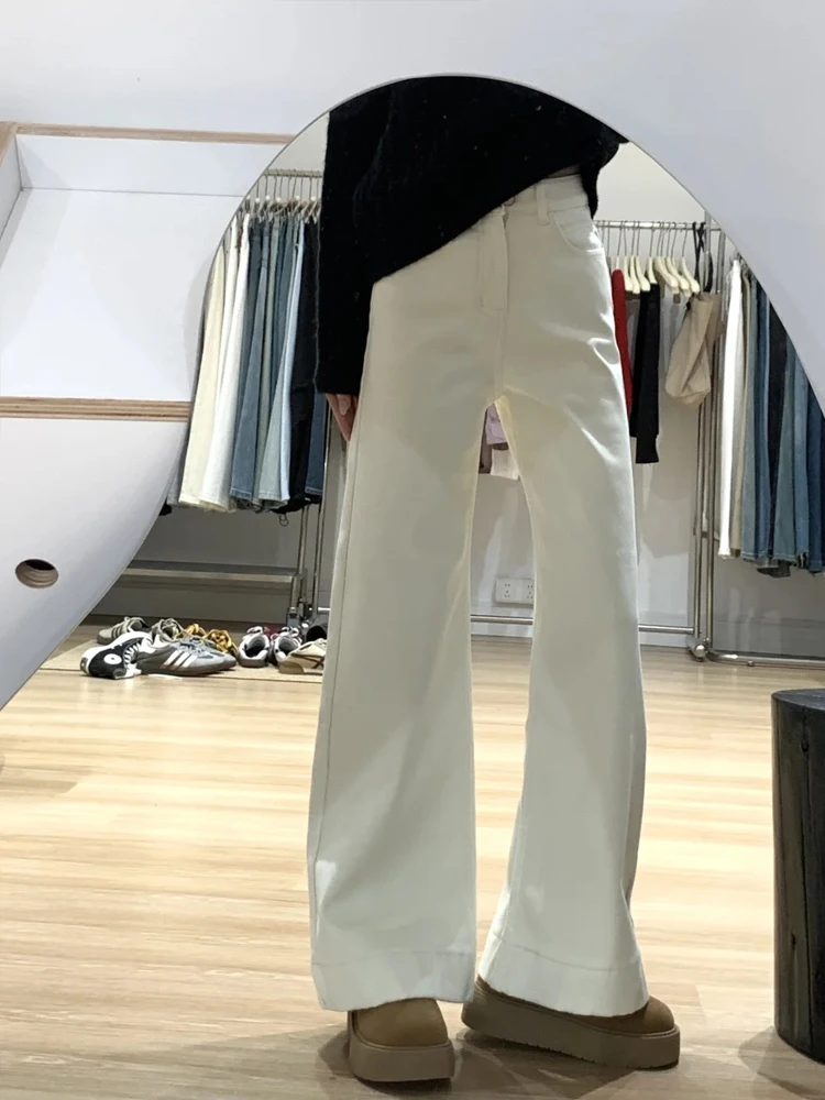 High Waist Wide Leg Jeans Women's Autumn Winter New Style Slimming Loose Small Size Straight Micro Flared Pants in Beige
High Waist Wide Leg Jeans Women's Autumn Winter New Style Slimming Loose Small Size Straight Micro Flared Pants in Beige