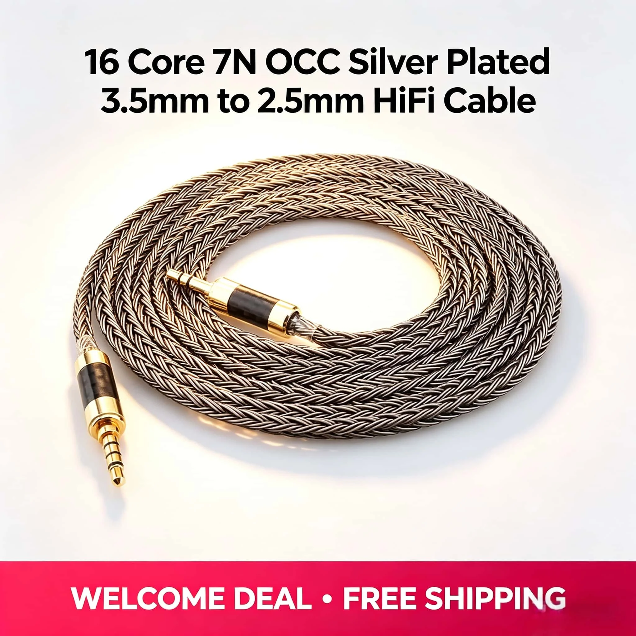 16 Core 7N OCC Right Angle 3.5mm to 2.5mm stereo balance aux male audio input cable speaker line for Headphone sound pc earpiece
16 Core 7N OCC Right Angle 3.5mm to 2.5mm stereo balance aux male audio input cable speaker line for Headphone sound pc earpiece