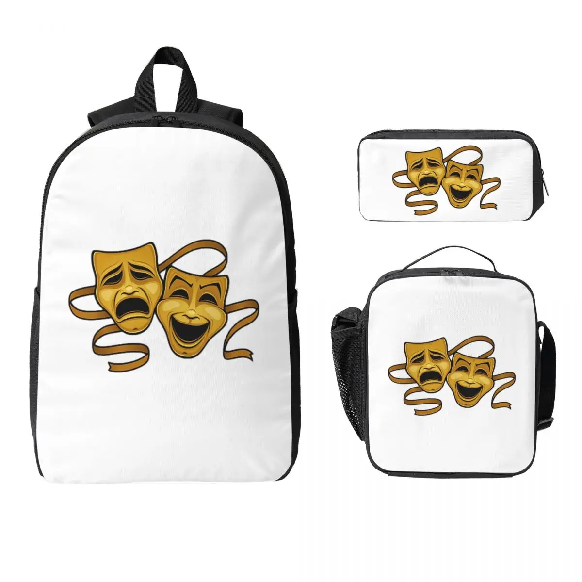 Gold Comedy And Tragedy Theater Backpack Boys Girls BookBag School Bag Laptop Shoulder Bags 3ps Insulated Lunch Bag Pencil Case
Gold Comedy And Tragedy Theater Backpack Boys Girls BookBag School Bag Laptop Shoulder Bags 3ps Insulated Lunch Bag Pencil Case