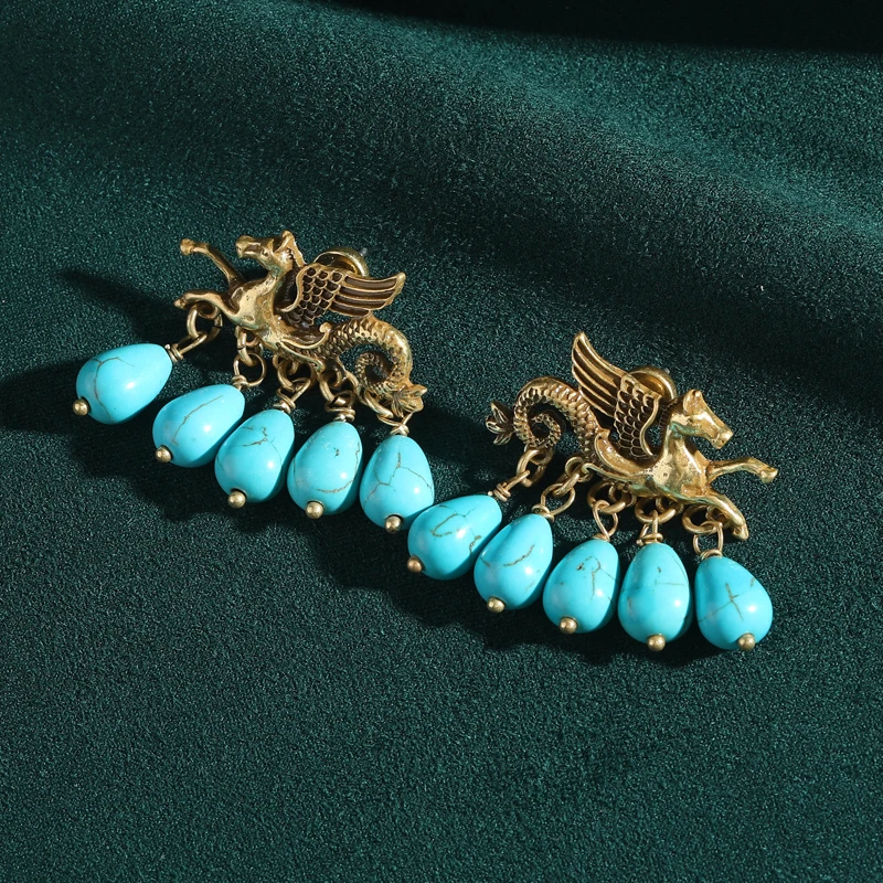 Vintage Pegasus Turquoise Jewelry Earrings Drop Pendant Gold Color For Woman Antique Fashion Designed Special Gift New In 2025
Vintage Pegasus Turquoise Jewelry Earrings Drop Pendant Gold Color For Woman Antique Fashion Designed Special Gift New In 2025
