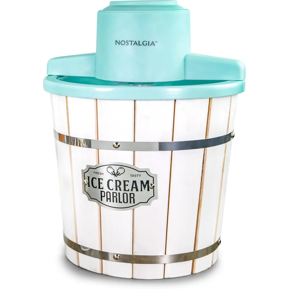 Ice Cream Maker – Wood Bucket Parlor Style, Makes Frozen Gelato in Minutes - Fun Kitchen Appliance – White & Aqua - 4 Quart
Ice Cream Maker – Wood Bucket Parlor Style, Makes Frozen Gelato in Minutes - Fun Kitchen Appliance – White & Aqua - 4 Quart
