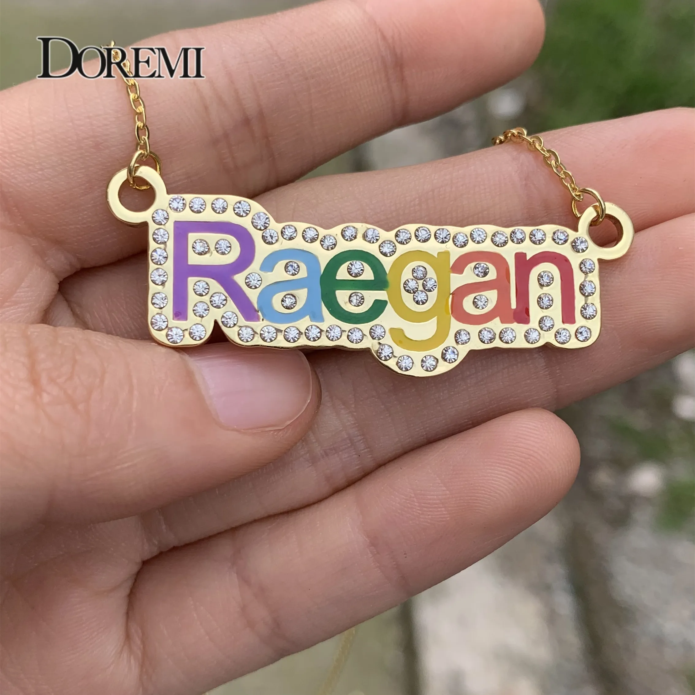DOREMI Colorful Enamel Name Necklace Stainless Iced Out Chain for Women Personalized Custom Name Chain Rhinestone Pendant Gift
DOREMI Colorful Enamel Name Necklace Stainless Iced Out Chain for Women Personalized Custom Name Chain Rhinestone Pendant Gift