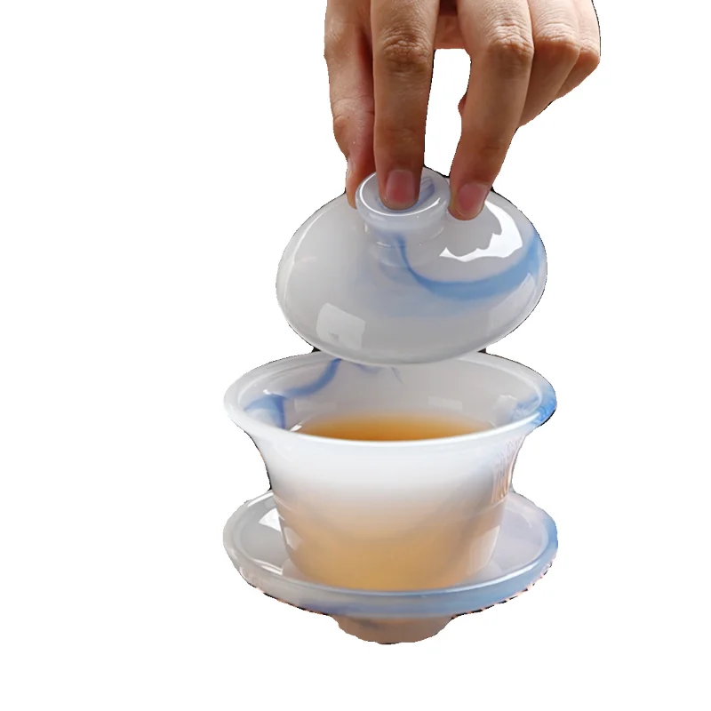 High-end ink and wash blue glazed kung fu tea set, household light luxury gift, high-end jade porcelain tea set, cover bowl, bre
High-end ink and wash blue glazed kung fu tea set, household light luxury gift, high-end jade porcelain tea set, cover bowl, bre