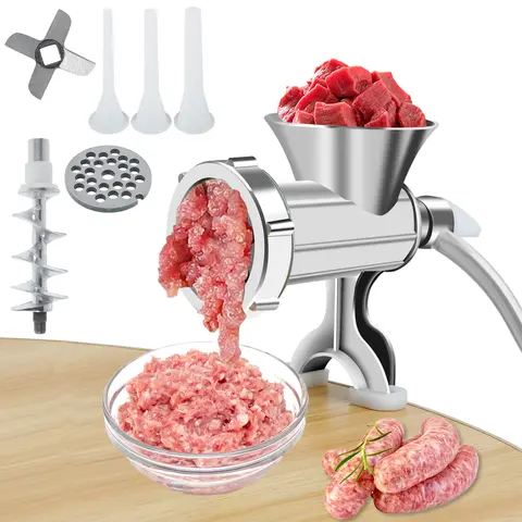 Moedor de carne manual à prova de ferrugem moedor de carne fabricante de salsicha com 3 tubo fabricante de salsicha multifuncional montagem em mesa picador de porco
